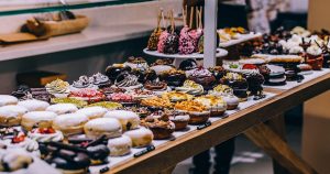 A large assortment of donuts and pastries available at a local bakery in Wichita, KS