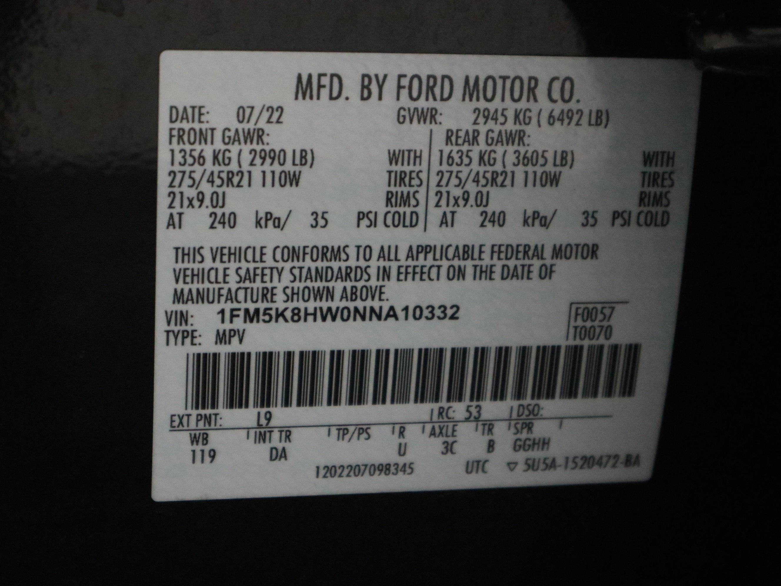 2022 Ford Explorer Platinum 4WD